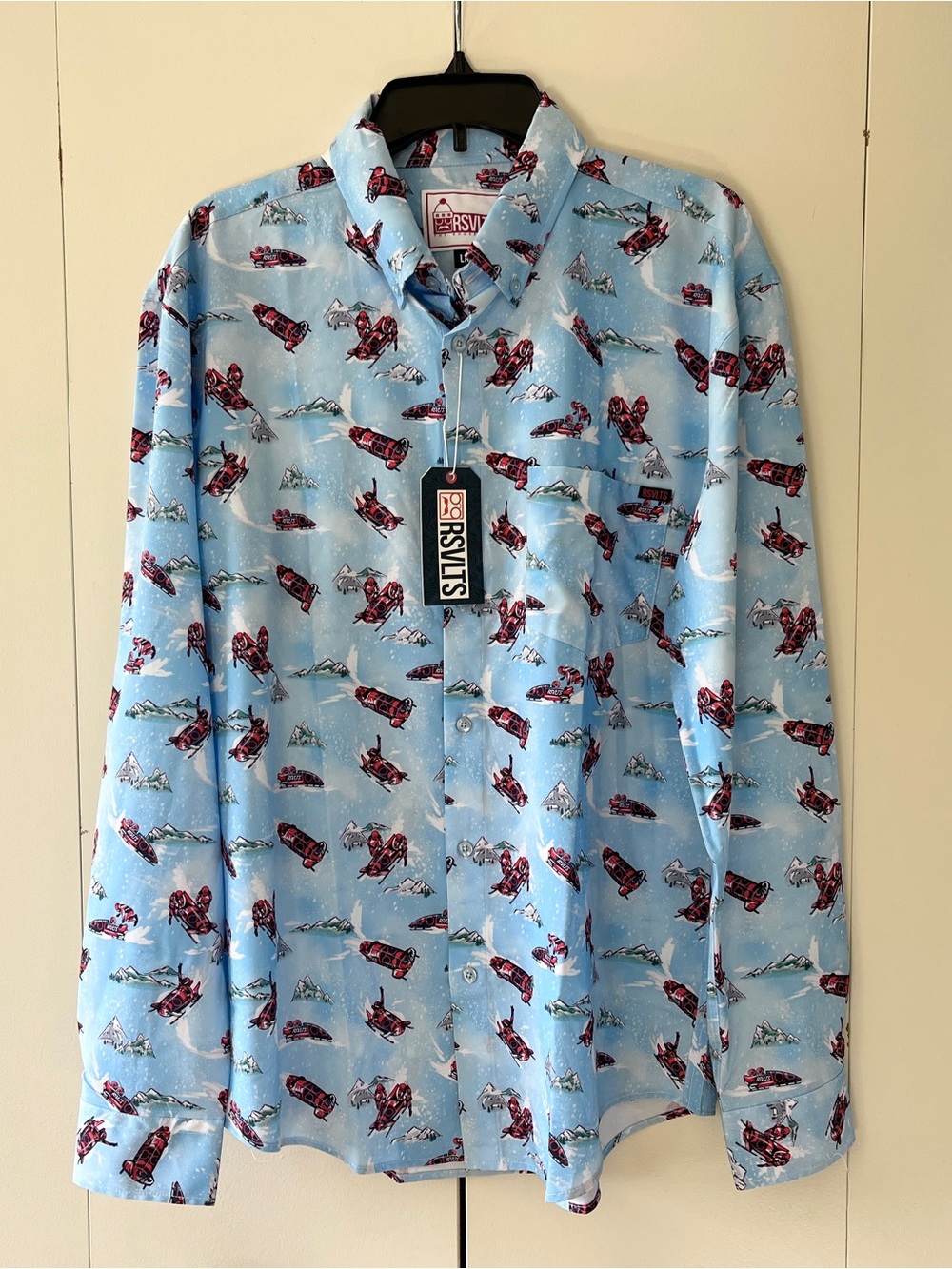 NWT RSVLTS Roosevelts l/s Oxford Downhill Bobsled Winter Olympics Shirt Men L